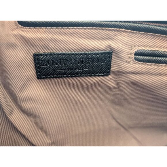 London Fog Black Leather-Like Large Tote Satchel Bag With Silver Hardware & Dual - Picture 8 of 11